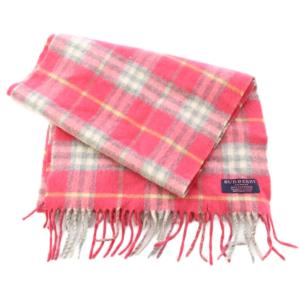 BURBERRY LONDON マフラー フリンジ カシミヤ チェック柄 ピンク /BB