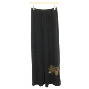 タグ付き ワイドパンツ イージー 9 黒 ブラック 虎プリント /HN