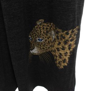 伊太利屋 タグ付き ワイドパンツ イージー 9 黒 ブラック 虎プリント /HN