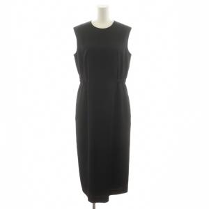 24SS ストレッチハンマーサテン ノースリーブワンピース ロング 9 黒 ブラック OPCYCM0507