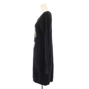 HYSTERIC GLAMOUR ワンピース ミニ丈 スウェット 長袖 クルーネック ロゴ プリント ストレッチ F 黒 ブラック /BB