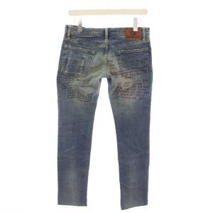 HYSTERIC GLAMOUR JEANS デニムパンツ ジーンズ ボタンフライ スタッズ 装飾 プリント ロゴパッチ S 青 ブルー
