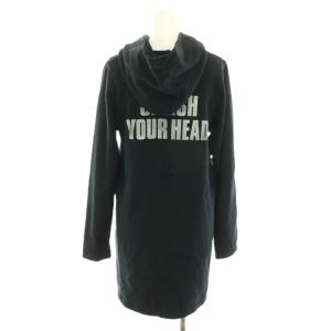 HYSTERIC GLAMOUR スウェット ワンピース ミニ 長袖 フード ヒスベア プリント FREE 黒 ブラック 0163CO10