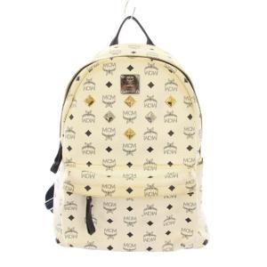 ヴィセトススタークバックパック リュックサック レザー ロゴ 総柄 バイカラー 装飾 白 ホワイト 黒