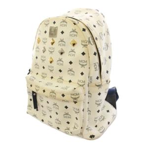 MCM ヴィセトススタークバックパック リュックサック レザー ロゴ 総柄 バイカラー 装飾 白 ホワイト 黒