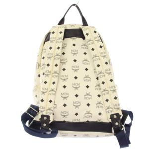 MCM ヴィセトススタークバックパック リュックサック レザー ロゴ 総柄 バイカラー 装飾 白 ホワイト 黒