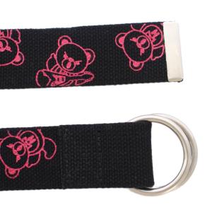 HYSTERIC GLAMOUR ファックベア Dリングキャンバスベルト プリント バイカラー くまモチーフ 黒 ブラック ピンク /BB