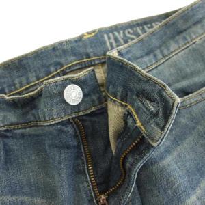 HYSTERIC GLAMOUR デニムパンツ ジーンズ スキニー ジップフライ ローライズ スタッズ ダメージ加工 カットオフ S インディゴ