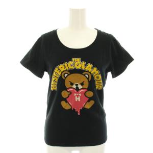 Tシャツ カットソー ラウンドネック 半袖 ヒスベア ファックベア プリント FREE 黒 ブラック 0152CT01