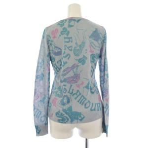HYSTERIC GLAMOUR ニット カットソー 長袖 クルーネック ラメ 総柄 F 青 2NS-1860 /BM