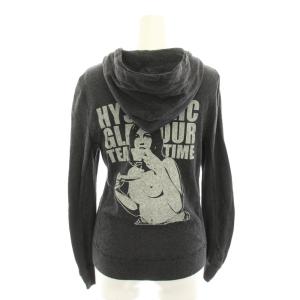 HYSTERIC GLAMOUR ニットパーカー ジップアップパーカー 長袖 バックプリント ヒスガール FREE チャコールグレー 0113ND01