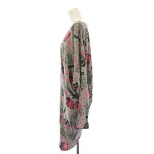 HYSTERIC GLAMOUR アシンメトリーカットソー 長袖 変形 総柄 F グレー 2CL-9370 /KH