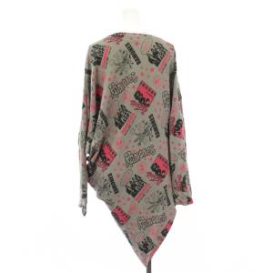 HYSTERIC GLAMOUR アシンメトリーカットソー 長袖 変形 総柄 F グレー 2CL-9370 /KH