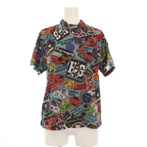 シャツ カットソー 半袖 総柄 メッシュ F 黒 01171CT22 /KH