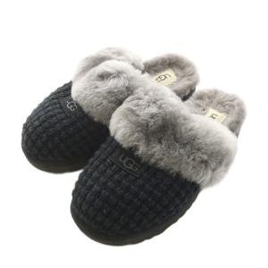 コージー Cozy サンダル スリッパ ファー ニット 24.0cm グレー 黒 ブラック 1117659