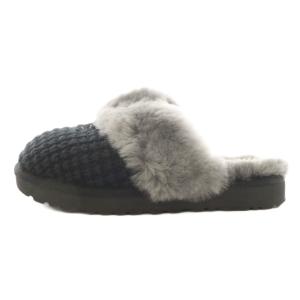 UGG australia コージー Cozy サンダル スリッパ ファー ニット 24.0cm グレー 黒 ブラック 1117659