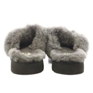 UGG australia コージー Cozy サンダル スリッパ ファー ニット 24.0cm グレー 黒 ブラック 1117659