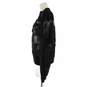 Adonisis セットアップ 上下 カットソー 長袖 ワイドパンツ フラワーモチーフ メッシュ F 黒 240308 240310