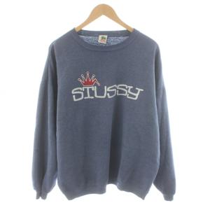 90's 白タグ クラウン スウェット トレーナー ロゴ XL 青 ブルー /AN33