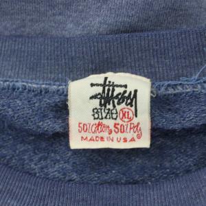 STUSSY 90's 白タグ クラウン スウェット トレーナー ロゴ XL 青 ブルー /AN33