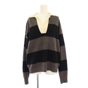 ラガーシャツニット セーター 長袖 スキッパー ウール ボーダー柄 F マルチカラー 23080500706030