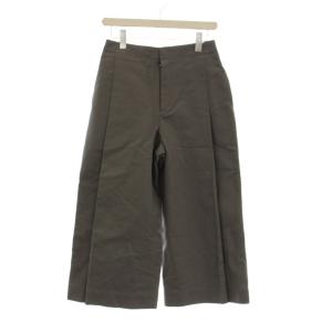 パンツ 38 グレー ワイド クロップド丈 タック入り /JP