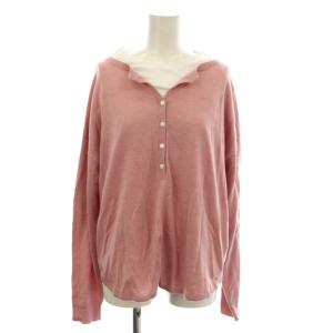 24AW 2枚セット 3WAYレイヤード ニット セーター ウール F ピンク 白 ヘンリーネック 長袖