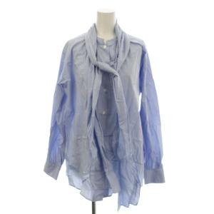23AW シャツ ブラウス F 水色 長袖 ボウタイ バンドカラー /JP