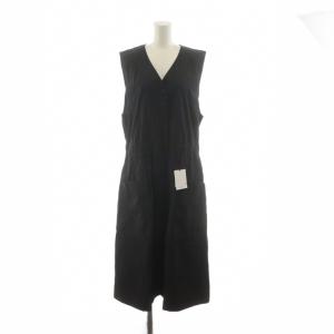 FINE COMPACT COTTON POPLIN ワンピース ロング ノースリーブ 前開き 1 黒