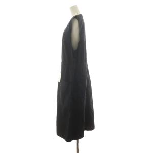 MHL. FINE COMPACT COTTON POPLIN ワンピース ロング ノースリーブ 前開き 1 黒