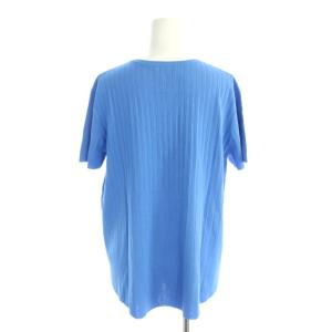 theory luxe ニット セーター 40 青 ブルー リブ編み ラウンドネック 半袖 /AP