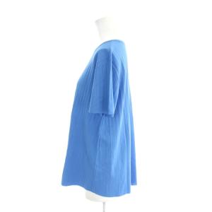 theory luxe ニット セーター 40 青 ブルー リブ編み ラウンドネック 半袖 /AP