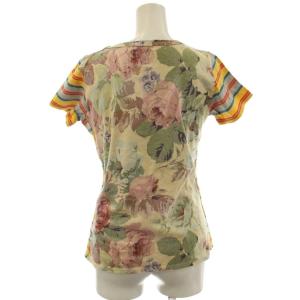 JUN WATANABE Tシャツ F マルチカラー 半袖 ボーダー 花柄 ロゴプリント /JP