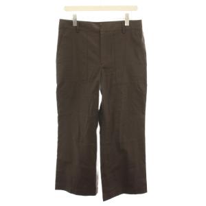 ワイドパンツ スラックス ジップフライ タグ付き 麻 リネン混 大きいサイズ 46 茶 ブラウン PRWWBM0304