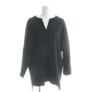 22AW シャツ ブラウス ウール 4 黒 ブラック 無地 Vネック 長袖 /AP