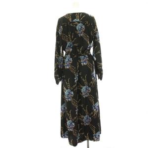 Plage ワンピース 36 黒 ブラック 総柄 プリント 長袖 ロング マキシ /HN