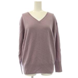 ニット セーター カシミヤ F パープル Vネック 長袖 無地 /JP