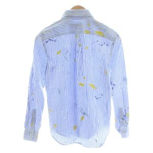 POLO RALPH LAUREN シャツ 長袖 ストライプ柄 ペイント XS 水色 ライトブルー 白 ホワイト /AN14