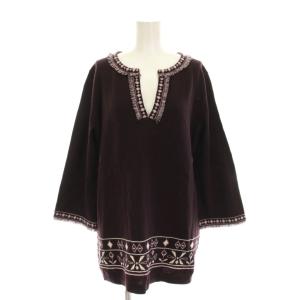 ニット セーター ウール L 茶紫 ブラウンパープル 長袖 25-91148-10 /YM