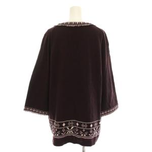HANAE MORI ニット セーター ウール L 茶紫 ブラウンパープル 長袖 25-91148-10 /YM