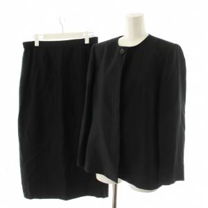 ブラックフォーマル 喪服 セットアップ ノーカラージャケット タイトスカート ロング 絹 シルク 12AB70