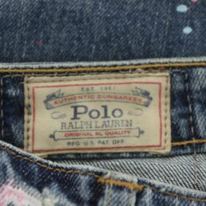 POLO RALPH LAUREN デニムパンツ ジーンズ ジーパン ペイント USED加工 25 水色 ライトブルー /AN79