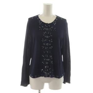 カーディガン 絹混 シルク混 11 紺 ネイビー スパンコール装飾 長袖 /RR