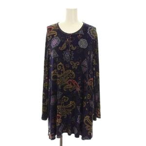 Tシャツ カットソー ビジュー 総柄 大きいサイズ 13 紫 パープル 長袖 282570-1GOJ /YM