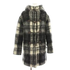 ロキャロン LOCHCARRON ダッフルコート アウター フード シャギーニット モヘヤ チェック柄