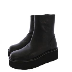 レザーミドルブーツ 厚底 36 黒 /KH