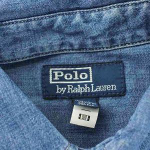 Polo by Ralph Lauren デニムシャツ 長袖 ロゴ刺繍 M 青 ブルー /KU