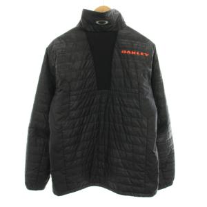 OAKLEY 中綿ジャケット ジップアップブルゾン アウター ロゴ刺繍 XL 黒 ブラック オレンジ 412147JP