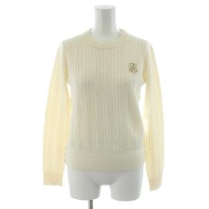 ニット セーター 長袖 ロゴ ウール S 白 ホワイト /AN9