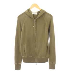 ジップアップパーカー カシミヤ S カーキ